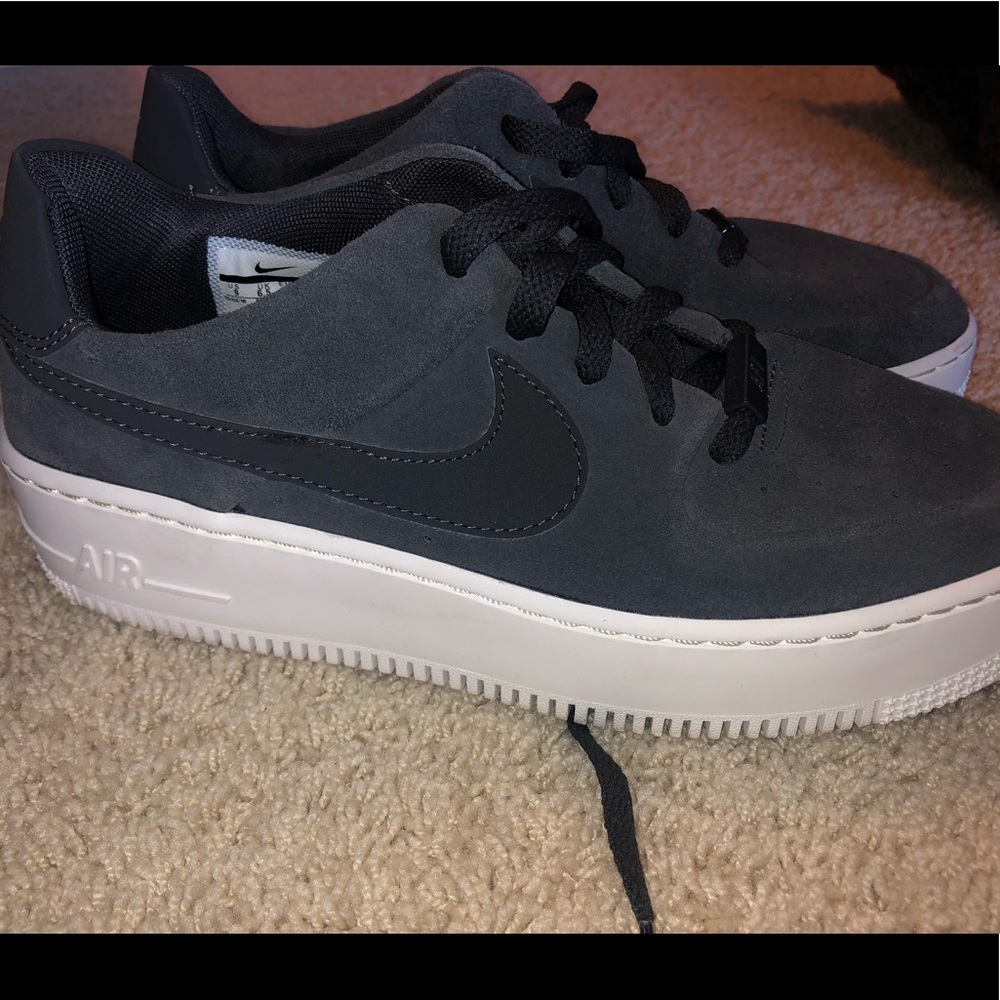 Dark Gray Nike Low Top Platform Air Force 1s